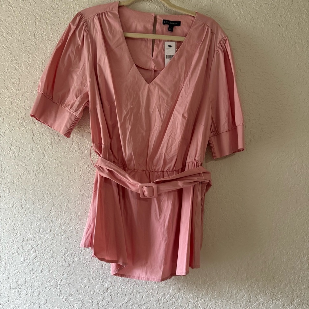 NWT Lane Bryant Blush Pink Top belted peplum